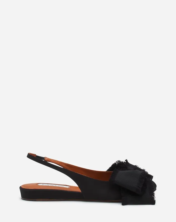 Women Lanvin Ballerinas Slingback Ballerina Flat In Satin Black
