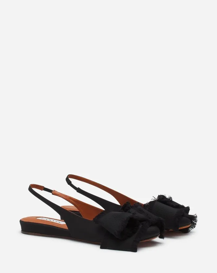 Women Lanvin Ballerinas Slingback Ballerina Flat In Satin Black Women Lanvin Ballerinas Slingback Ballerina Flat In Satin Black
