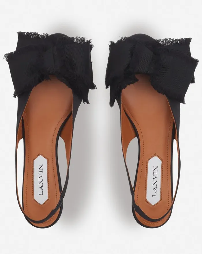 Women Lanvin Ballerinas Slingback Ballerina Flat In Satin Black Women Lanvin Ballerinas Slingback Ballerina Flat In Satin Black
