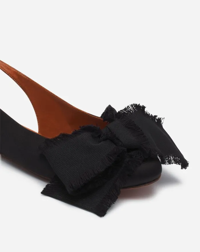 Women Lanvin Ballerinas Slingback Ballerina Flat In Satin Black Women Lanvin Ballerinas Slingback Ballerina Flat In Satin Black