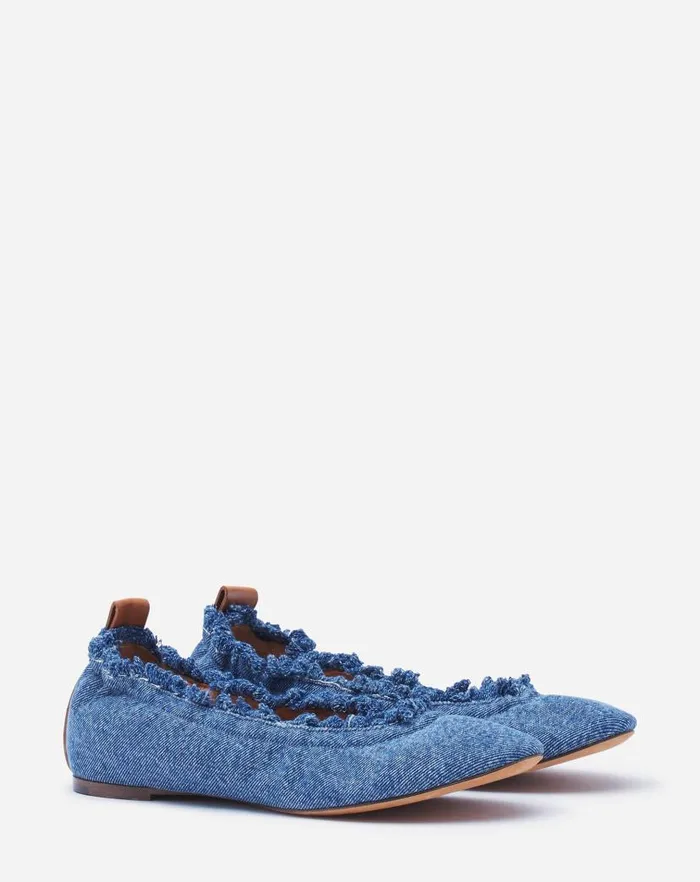 Women Lanvin Ballerinas The Ballerina Flat In Denim Denim Blue Women Lanvin Ballerinas The Ballerina Flat In Denim Denim Blue