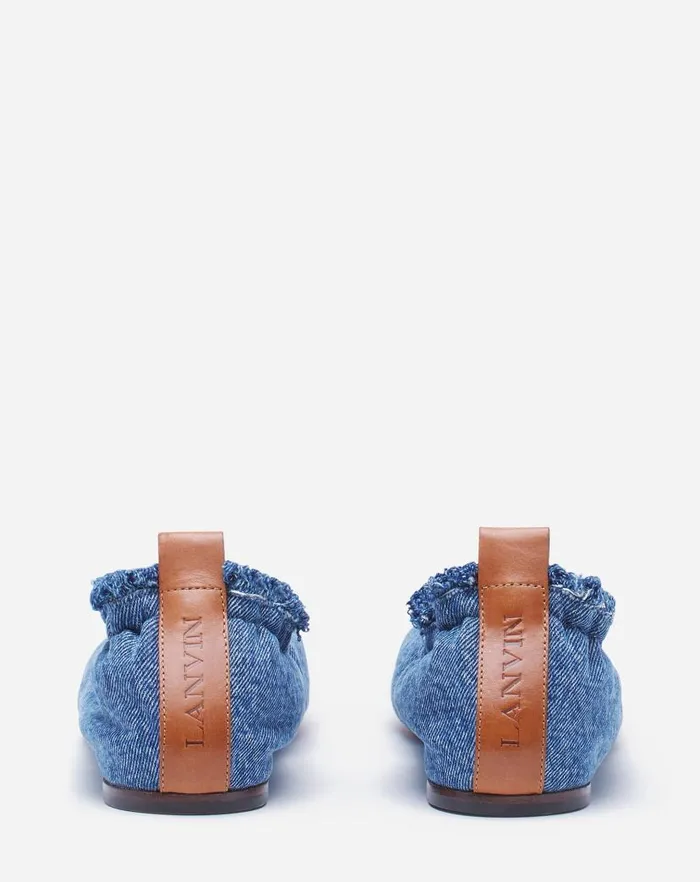 Women Lanvin Ballerinas The Ballerina Flat In Denim Denim Blue Women Lanvin Ballerinas The Ballerina Flat In Denim Denim Blue