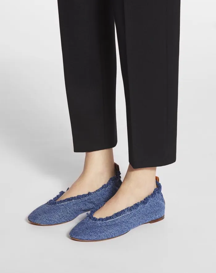 Women Lanvin Ballerinas The Ballerina Flat In Denim Denim Blue Women Lanvin Ballerinas The Ballerina Flat In Denim Denim Blue