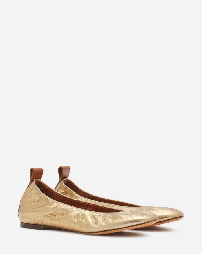 Women Lanvin Ballerinas The Ballerina Flat In Metallic Leather Gold