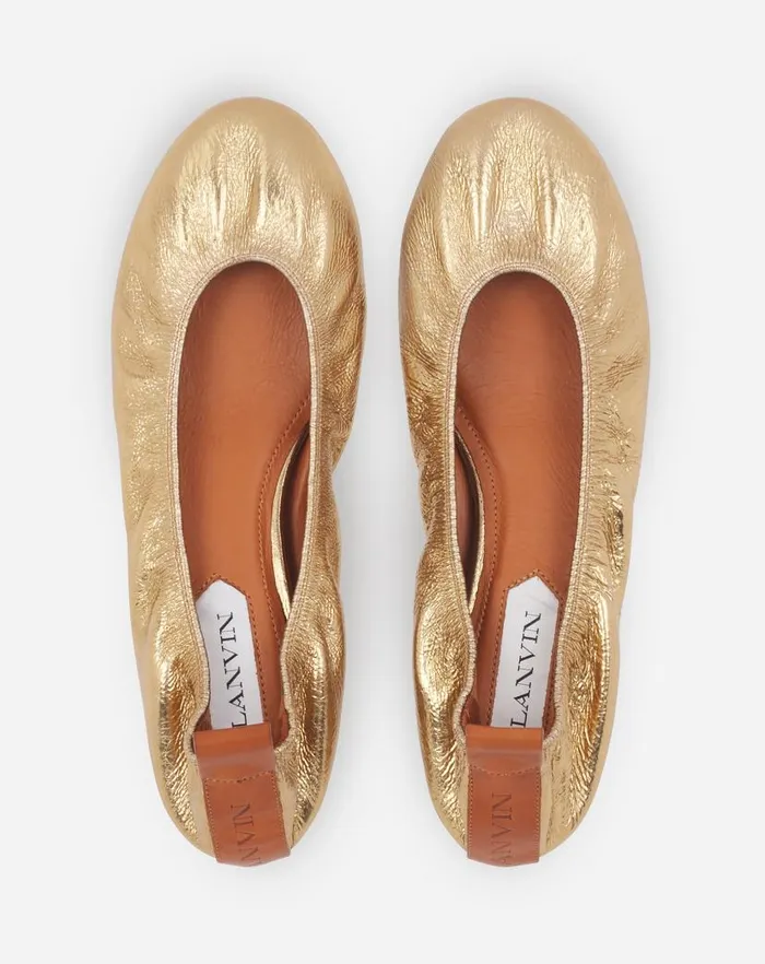 Women Lanvin Ballerinas The Ballerina Flat In Metallic Leather Gold