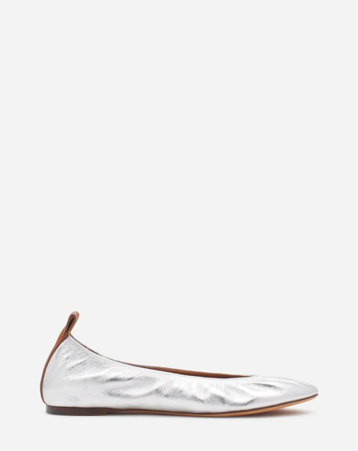 Women Lanvin Ballerinas The Ballerina Flat In Metallic Leather Silver