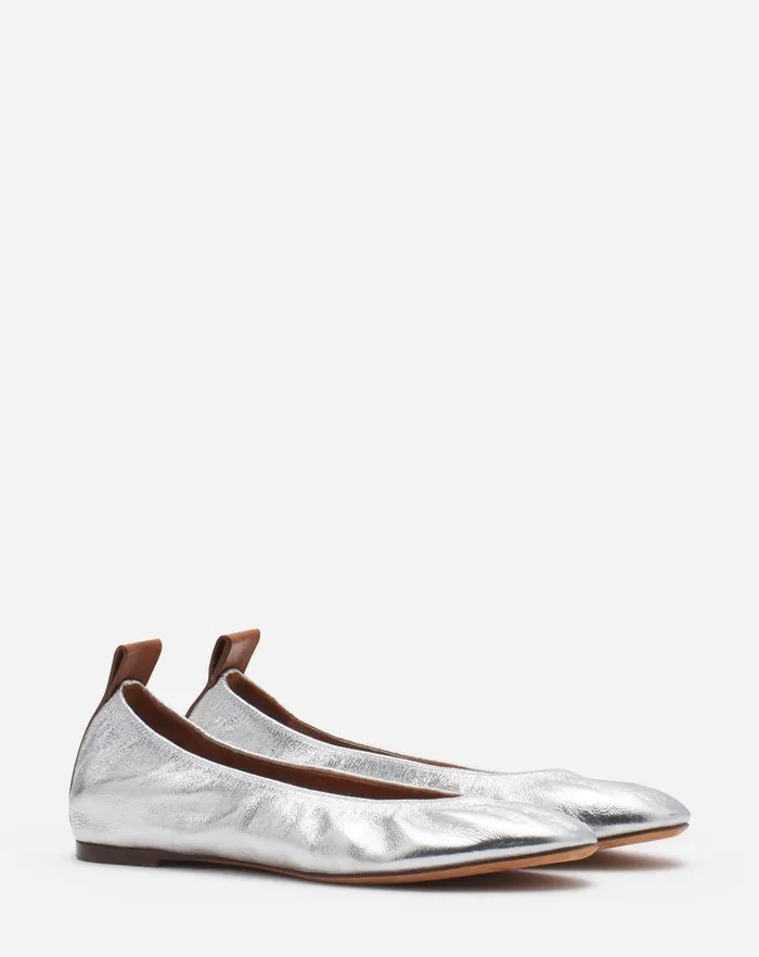Women Lanvin Ballerinas The Ballerina Flat In Metallic Leather Silver