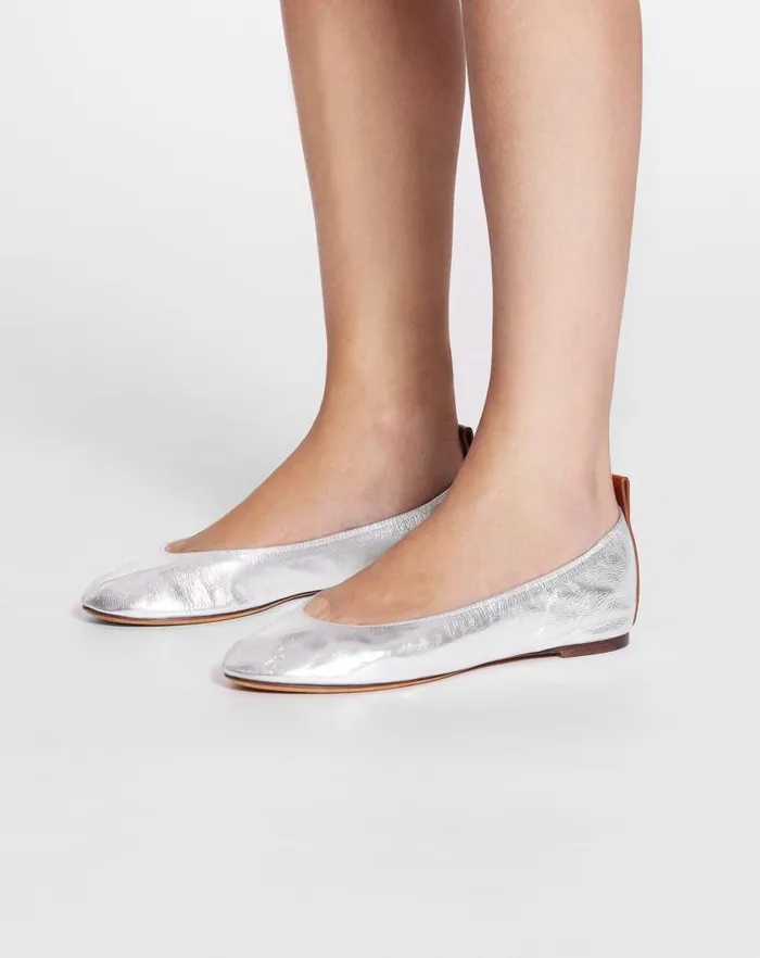 Women Lanvin Ballerinas The Ballerina Flat In Metallic Leather Silver