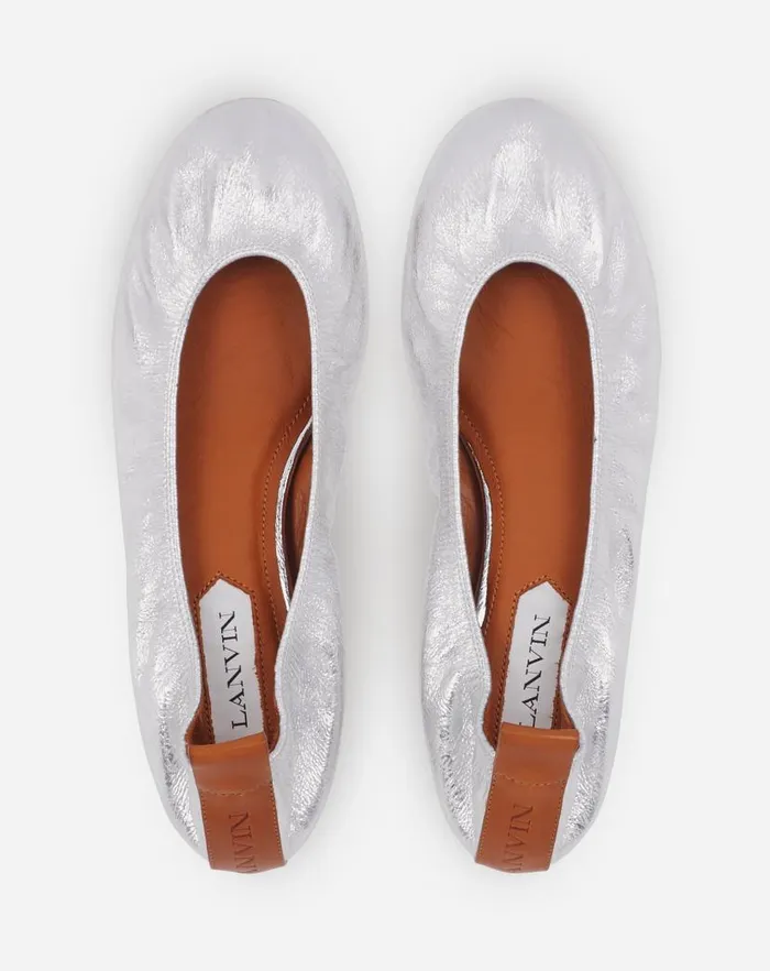 Women Lanvin Ballerinas The Ballerina Flat In Metallic Leather Silver
