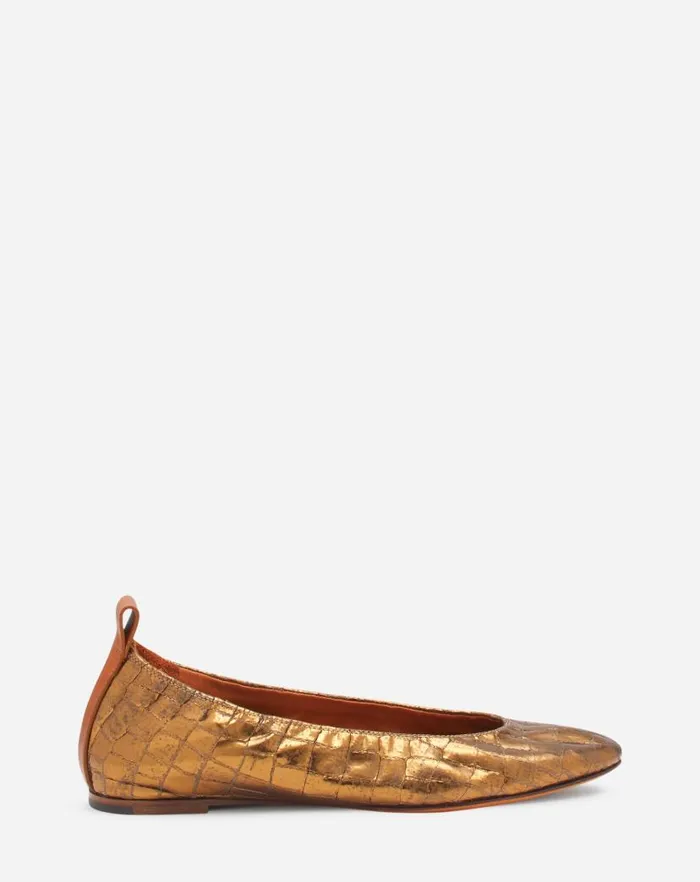 Women Lanvin Ballerinas The Ballerina In Crocodileeffect Leather Gold