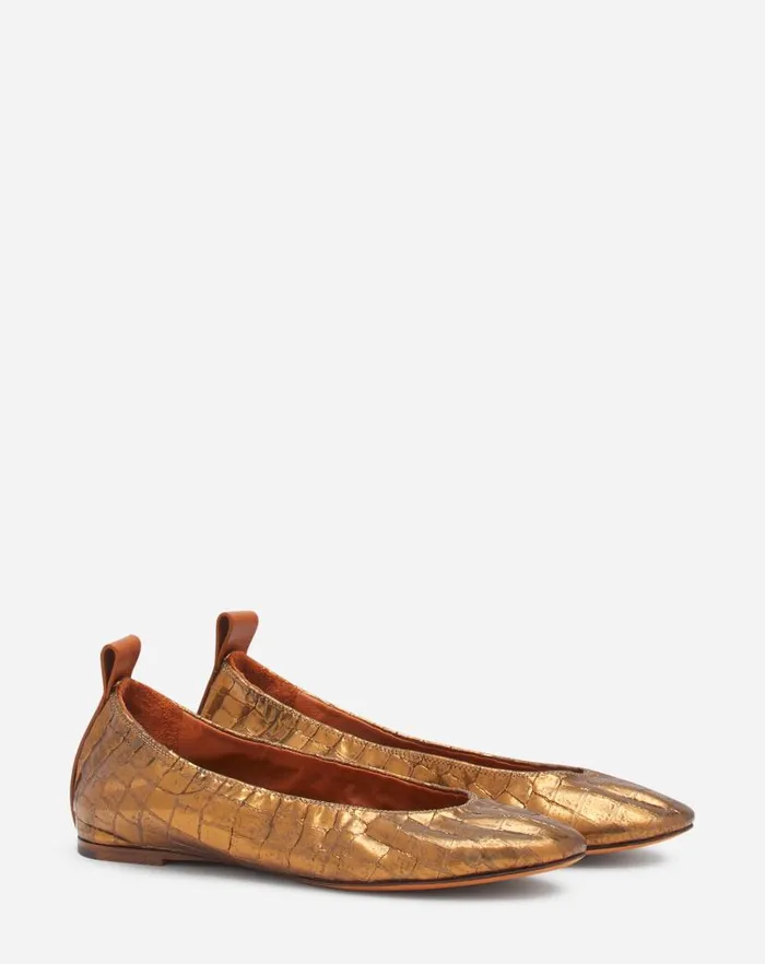 Women Lanvin Ballerinas The Ballerina In Crocodileeffect Leather Gold Women Lanvin Ballerinas The Ballerina In Crocodileeffect Leather Gold