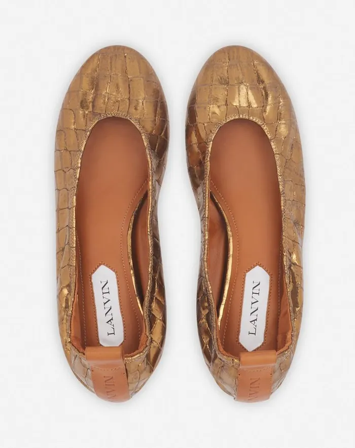 Women Lanvin Ballerinas The Ballerina In Crocodileeffect Leather Gold Women Lanvin Ballerinas The Ballerina In Crocodileeffect Leather Gold