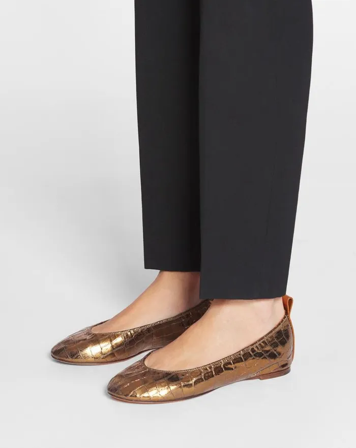 Women Lanvin Ballerinas The Ballerina In Crocodileeffect Leather Gold Women Lanvin Ballerinas The Ballerina In Crocodileeffect Leather Gold