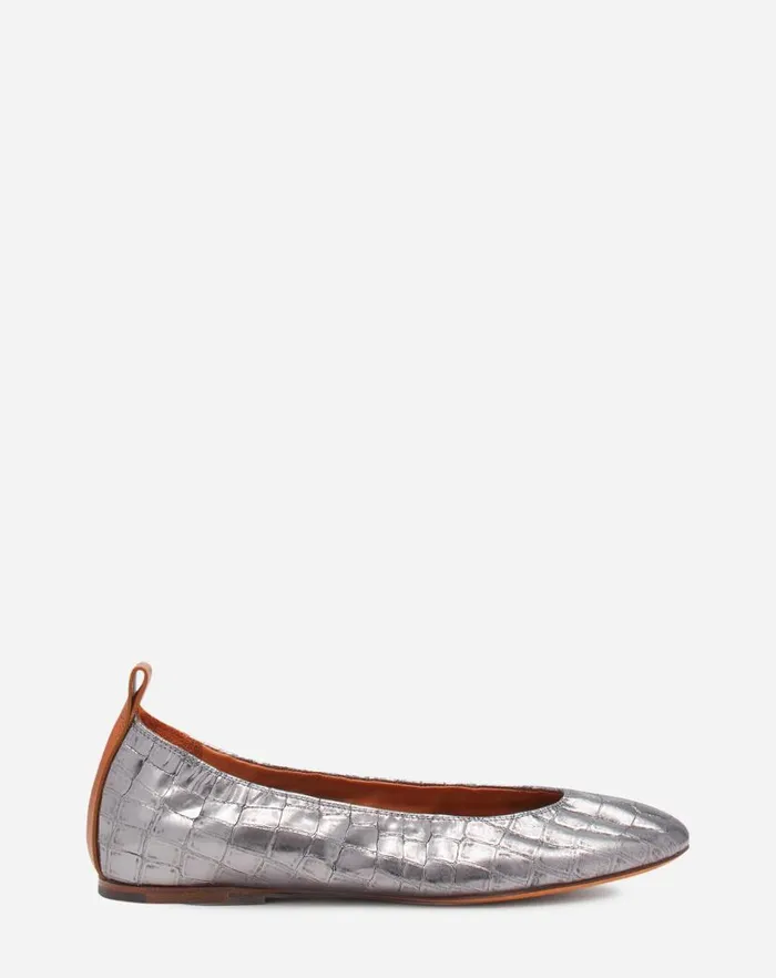 Women Lanvin Ballerinas The Ballerina In Crocodileeffect Leather Silver