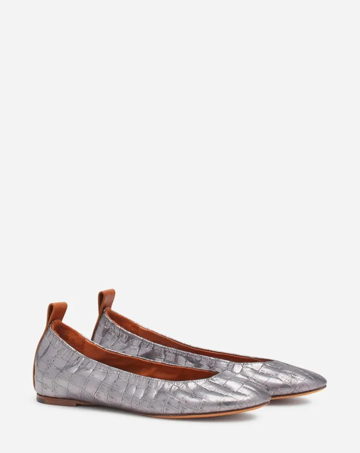 Women Lanvin Ballerinas The Ballerina In Crocodileeffect Leather Silver Women Lanvin Ballerinas The Ballerina In Crocodileeffect Leather Silver