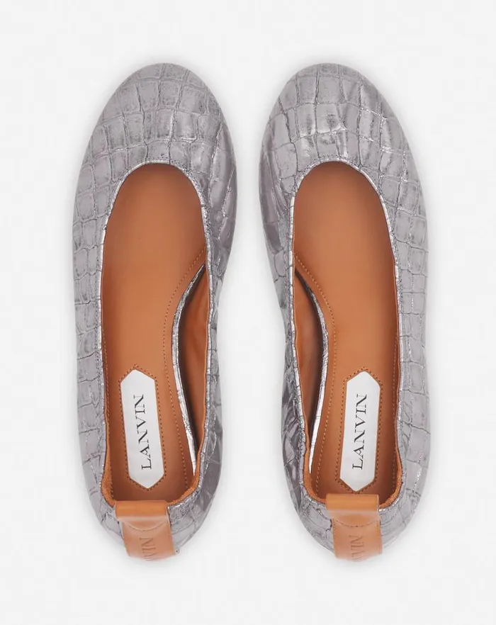 Women Lanvin Ballerinas The Ballerina In Crocodileeffect Leather Silver Women Lanvin Ballerinas The Ballerina In Crocodileeffect Leather Silver