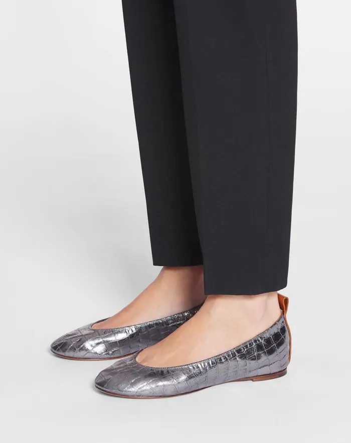 Women Lanvin Ballerinas The Ballerina In Crocodileeffect Leather Silver Women Lanvin Ballerinas The Ballerina In Crocodileeffect Leather Silver