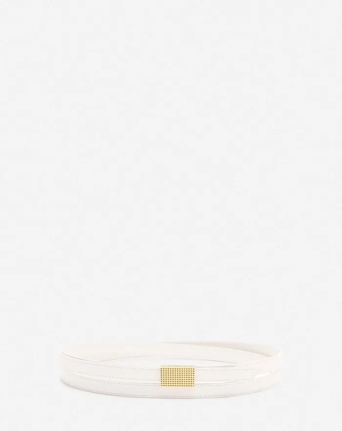 Women Lanvin Belts Double Concerto Leather Belt Latte