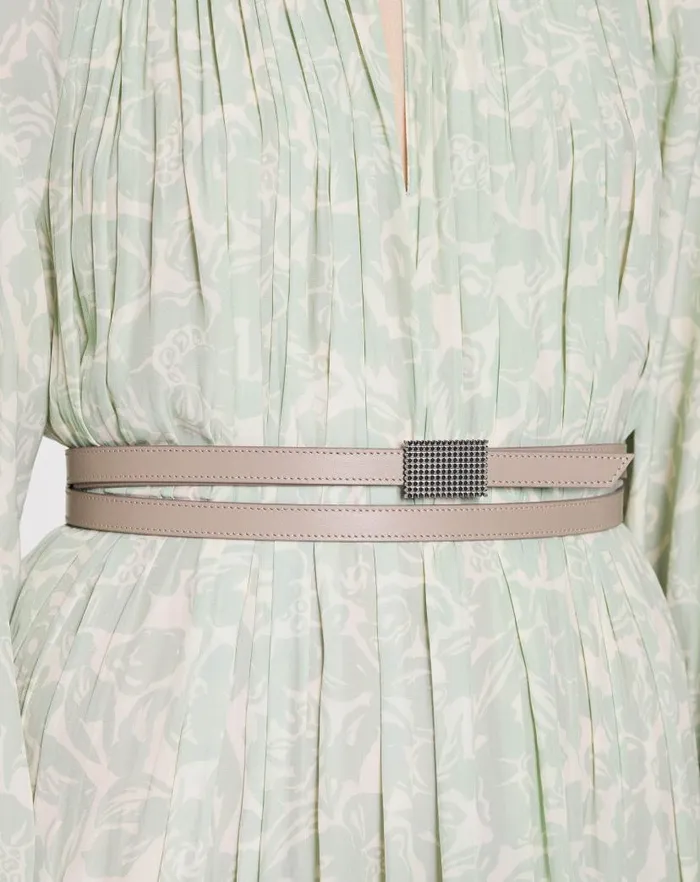 Women Lanvin Belts Double Concerto Leather Belt Taupe