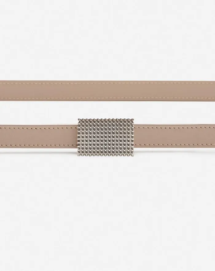 Women Lanvin Belts Double Concerto Leather Belt Taupe