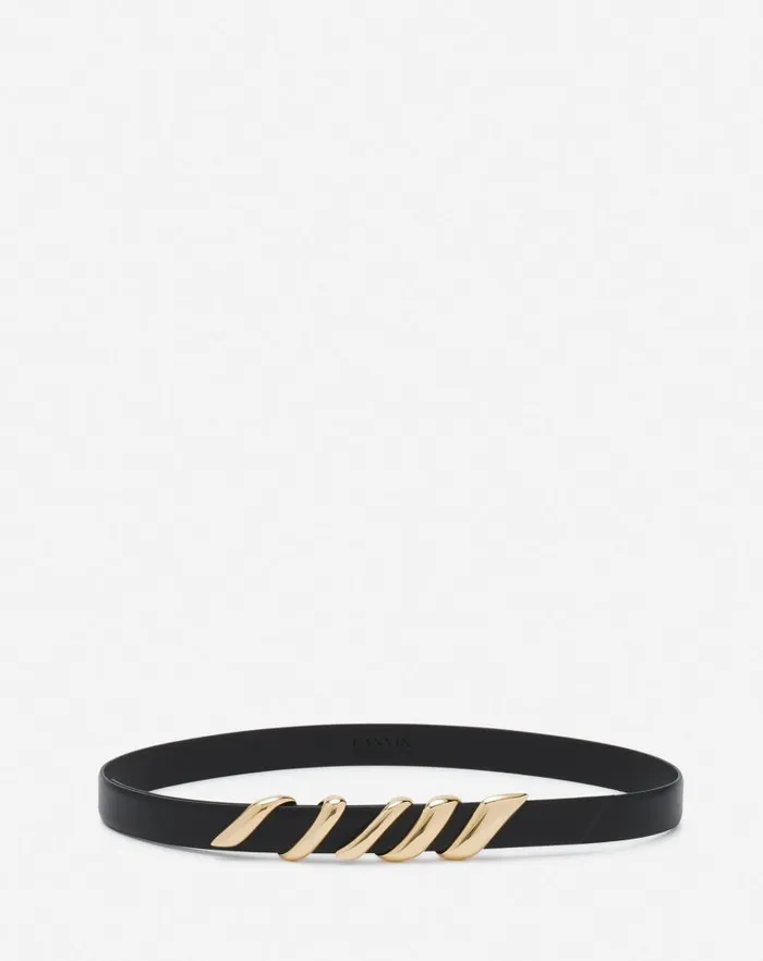 Women Lanvin Belts Mlodie Ribbon Leather Belt Black