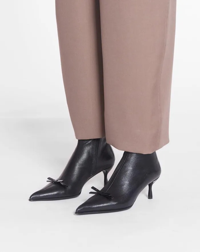 Women Lanvin Boots and Booties Lanvin Bow Ankle Boots In Leather Black Women Lanvin Boots and Booties Lanvin Bow Ankle Boots In Leather Black