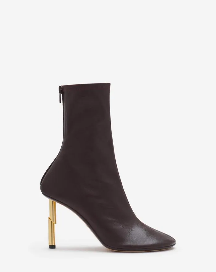 Women Lanvin Boots and Booties Leather Sequence By Lanvin Ankle Boots Cocoa