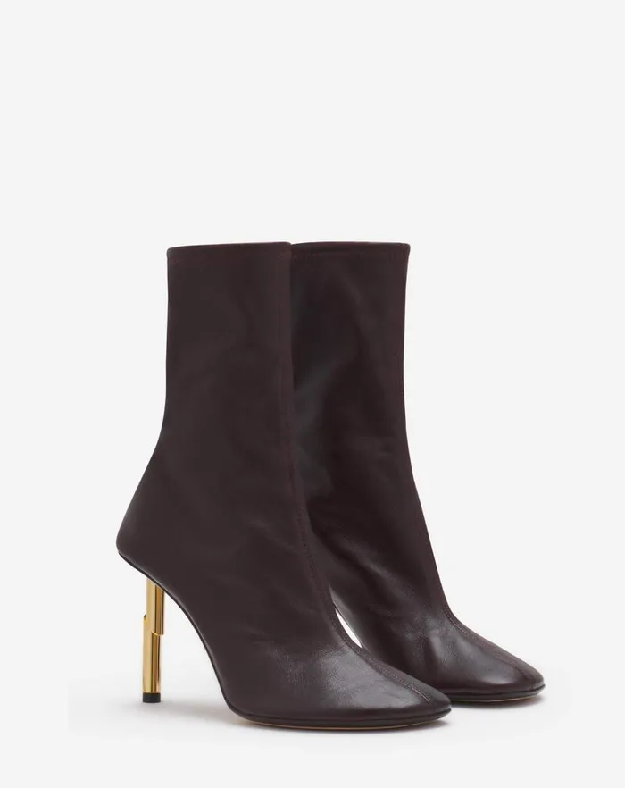 Women Lanvin Boots and Booties Leather Sequence By Lanvin Ankle Boots Cocoa