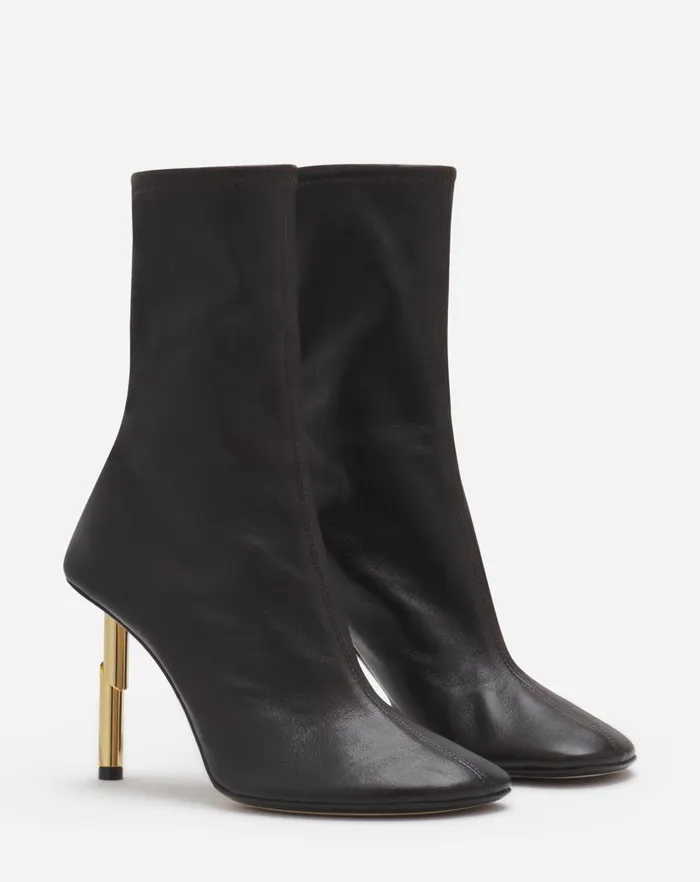 Women Lanvin Boots and Booties Leather Sequence By Lanvin Ankle Boots Cocoa
