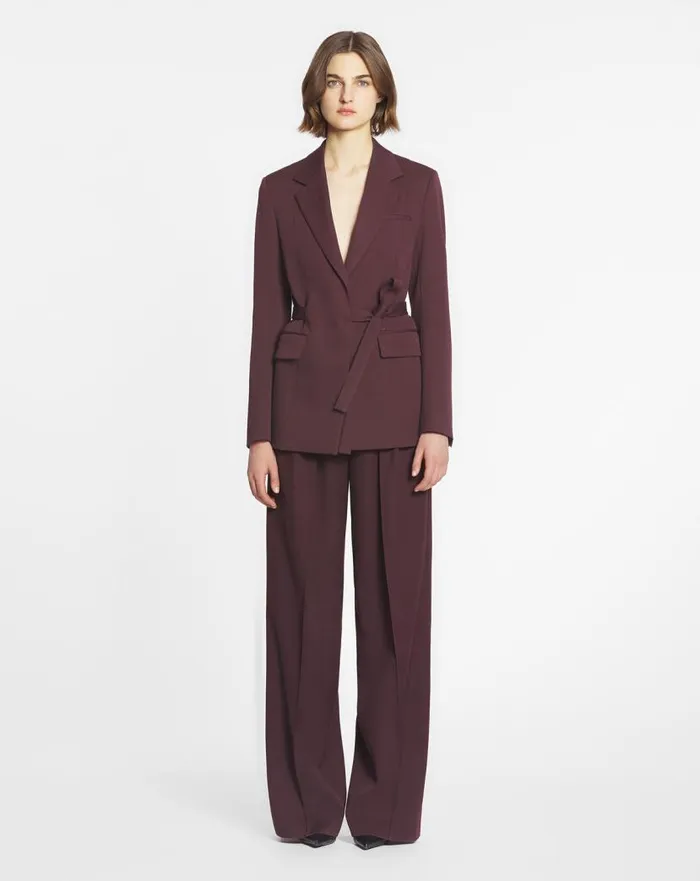 Women Lanvin Coats and Jackets Belted Jacket Burgundy Women Lanvin Coats and Jackets Belted Jacket Burgundy