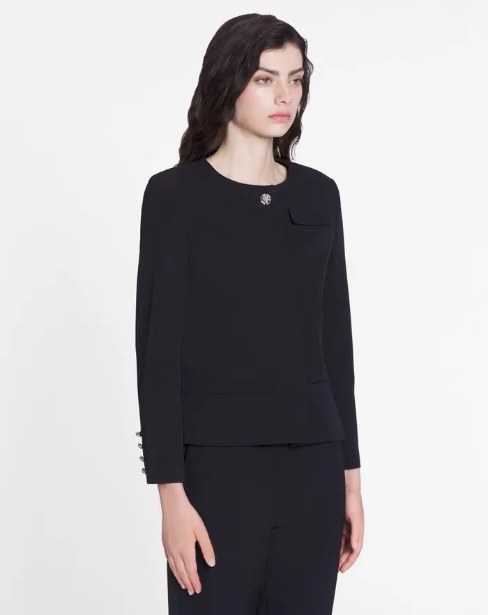 Women Lanvin Coats and Jackets Cropped Fitted Jacket Black Women Lanvin Coats and Jackets Cropped Fitted Jacket Black