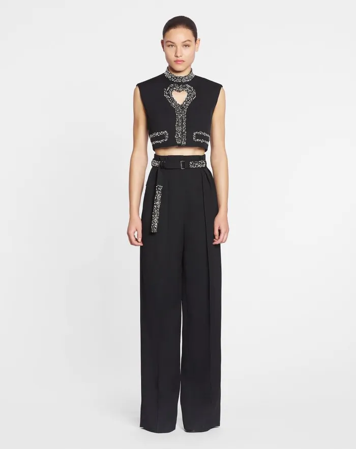 Women Lanvin Coats and Jackets Short Sleeveless Jacket With A Heart Detail Black Women Lanvin Coats and Jackets Short Sleeveless Jacket With A Heart Detail Black