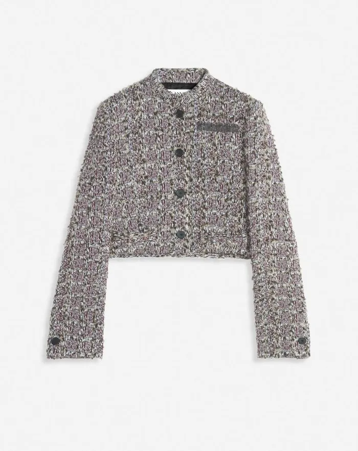Women Lanvin Coats and Jackets Short Tweed Jacket Burgundyblue