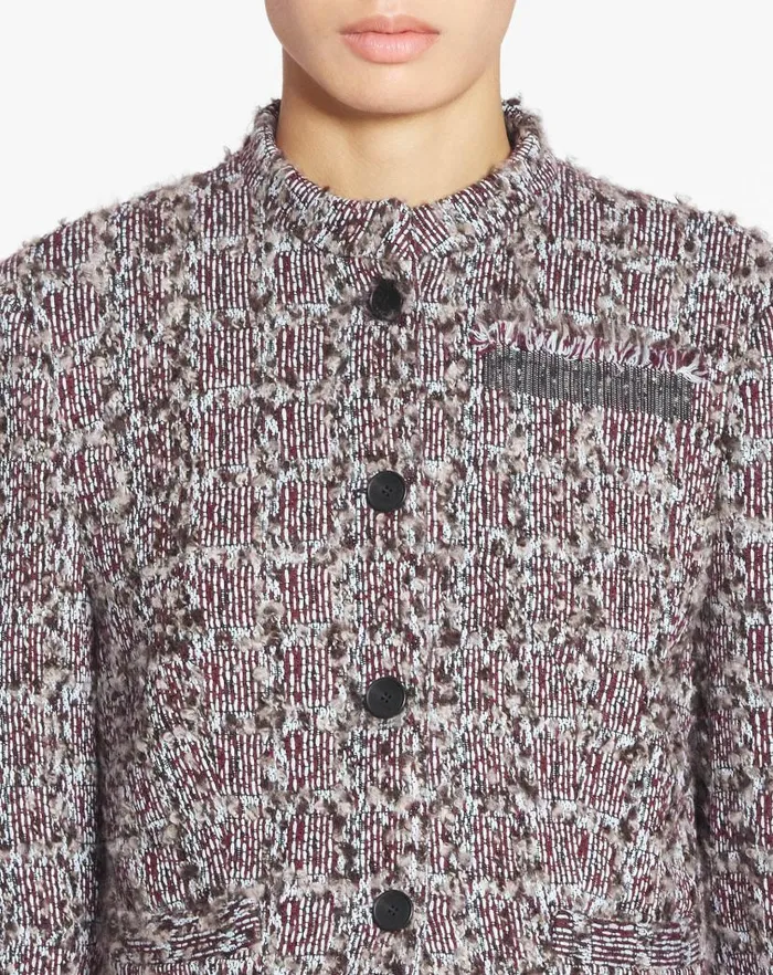 Women Lanvin Coats and Jackets Short Tweed Jacket Burgundyblue Women Lanvin Coats and Jackets Short Tweed Jacket Burgundyblue