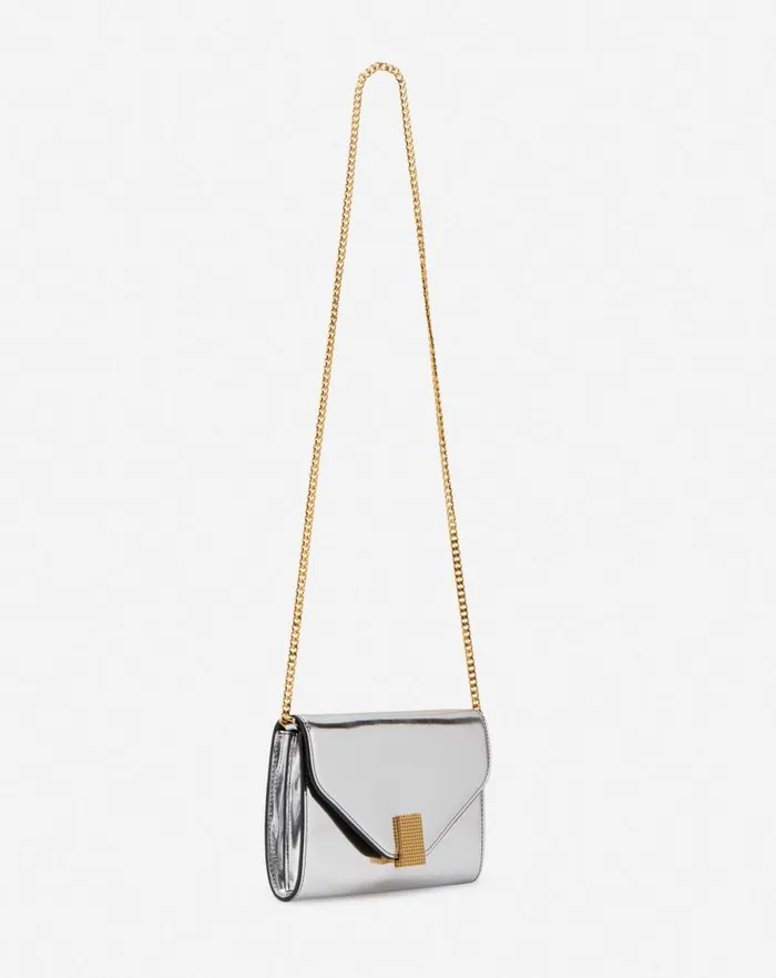 Women Lanvin Concerto Concerto Wallet On Chain Bag In Metallic Leather Silver