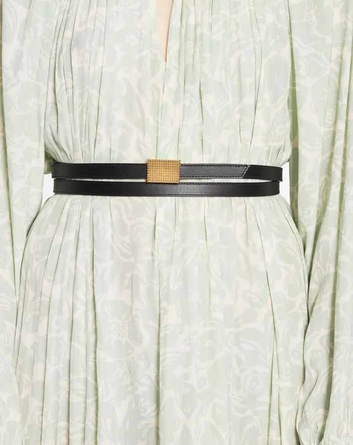 Women Lanvin Concerto Double Concerto Leather Belt Black