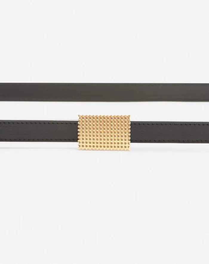 Women Lanvin Concerto Double Concerto Leather Belt Black