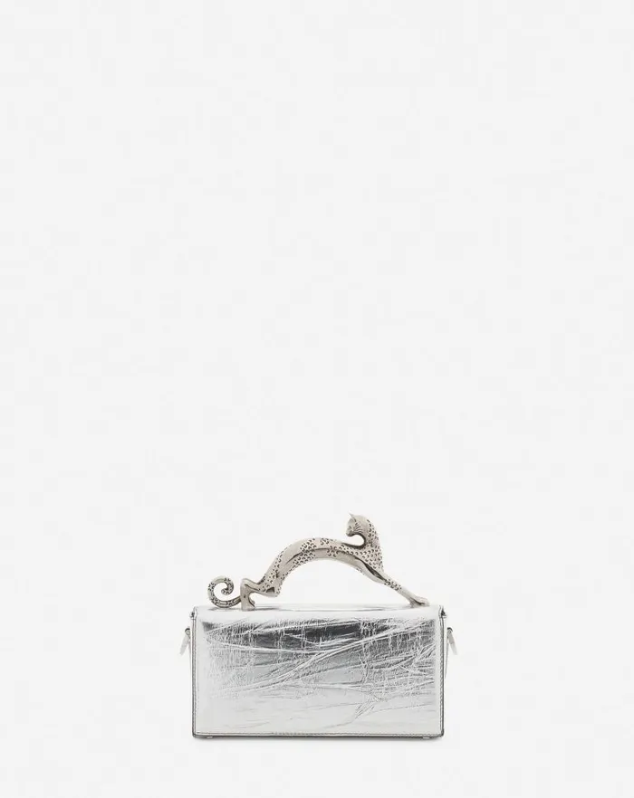 Women Lanvin Crossbody Bags and Shoulder Bags Nano Pencil Cat Bag In Metallic Leather Silver Women Lanvin Crossbody Bags and Shoulder Bags Nano Pencil Cat Bag In Metallic Leather Silver