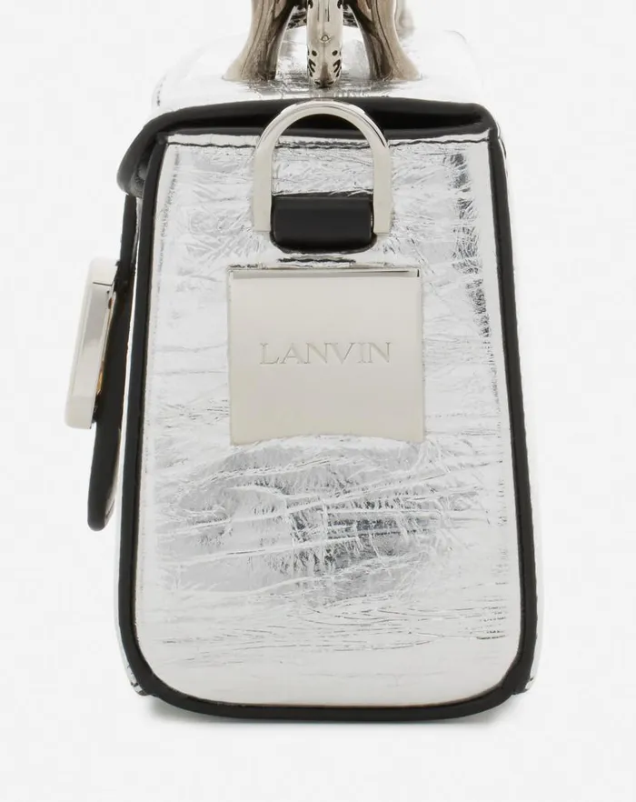 Women Lanvin Crossbody Bags and Shoulder Bags Nano Pencil Cat Bag In Metallic Leather Silver Women Lanvin Crossbody Bags and Shoulder Bags Nano Pencil Cat Bag In Metallic Leather Silver