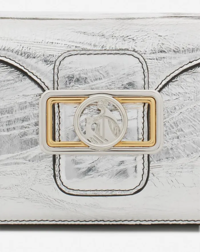 Women Lanvin Crossbody Bags and Shoulder Bags Nano Pencil Cat Bag In Metallic Leather Silver Women Lanvin Crossbody Bags and Shoulder Bags Nano Pencil Cat Bag In Metallic Leather Silver