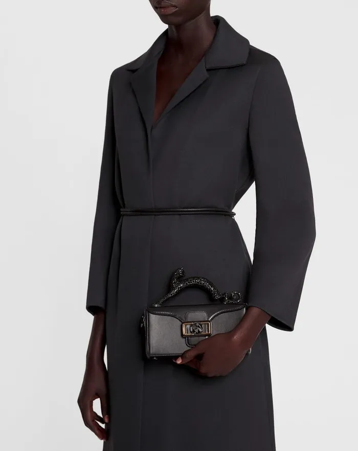 Women Lanvin Crossbody Bags and Shoulder Bags Nano Pencil Cat Leather Bag Black