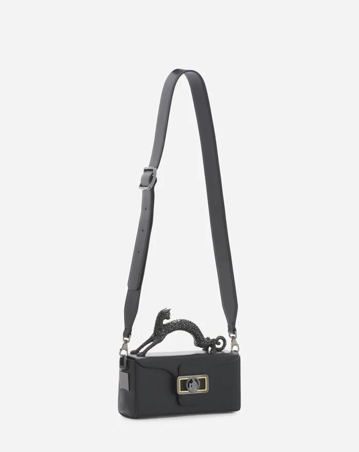 Women Lanvin Crossbody Bags and Shoulder Bags Nano Pencil Cat Leather Bag Black