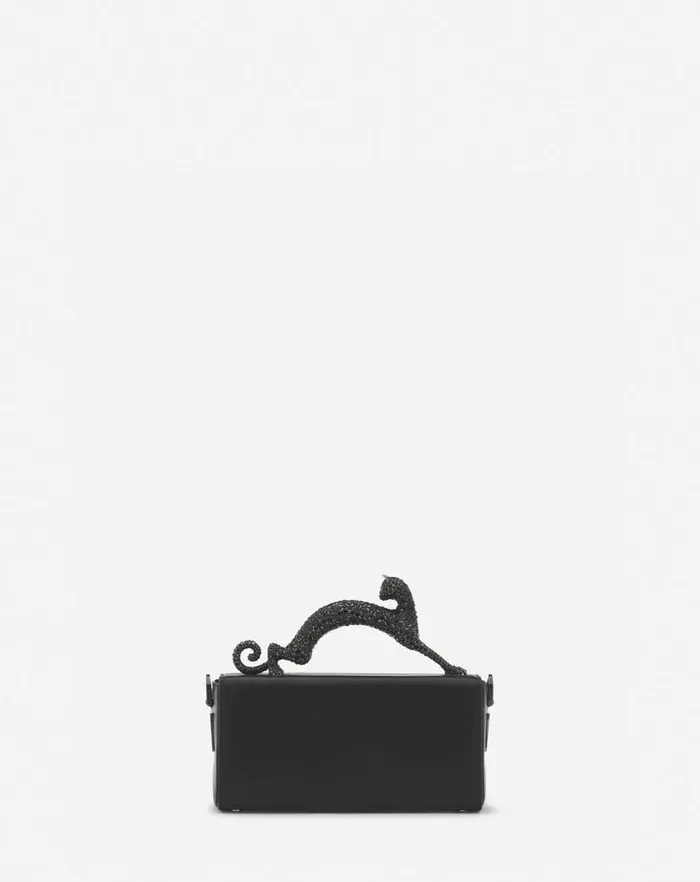 Women Lanvin Crossbody Bags and Shoulder Bags Nano Pencil Cat Leather Bag Black
