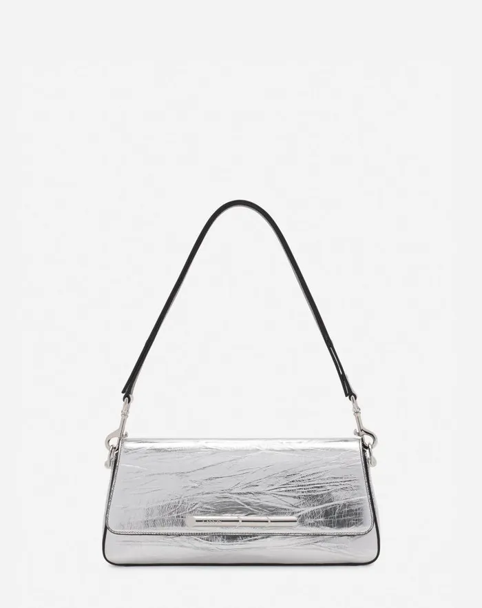 Women Lanvin Crossbody Bags and Shoulder Bags Squence By Lanvin Baguette Bag In Metallic Leather Silver Women Lanvin Crossbody Bags and Shoulder Bags Squence By Lanvin Baguette Bag In Metallic Leather Silver