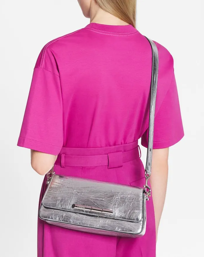 Women Lanvin Crossbody Bags and Shoulder Bags Squence By Lanvin Baguette Bag In Metallic Leather Silver Women Lanvin Crossbody Bags and Shoulder Bags Squence By Lanvin Baguette Bag In Metallic Leather Silver