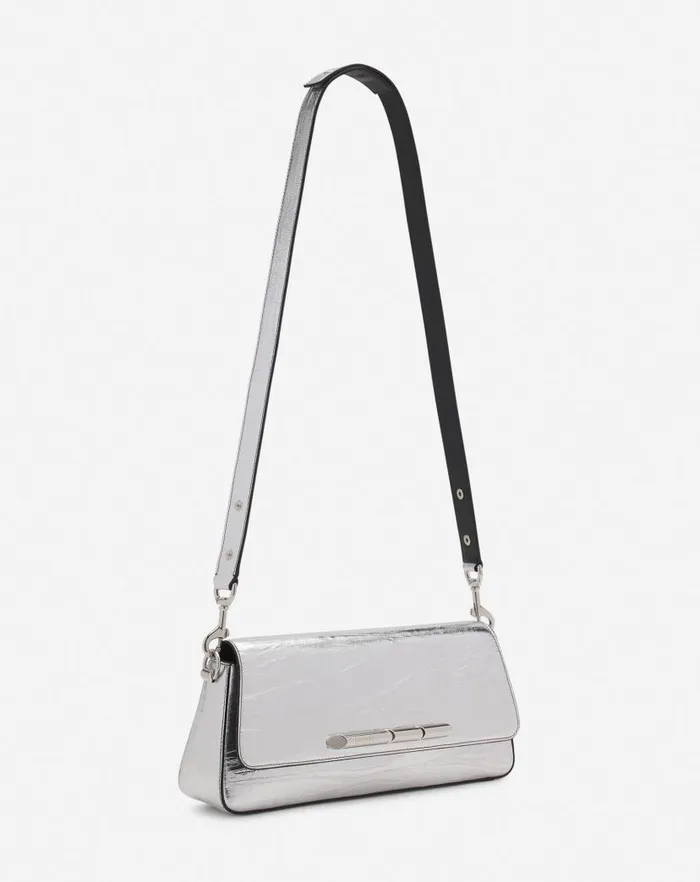 Women Lanvin Crossbody Bags and Shoulder Bags Squence By Lanvin Baguette Bag In Metallic Leather Silver Women Lanvin Crossbody Bags and Shoulder Bags Squence By Lanvin Baguette Bag In Metallic Leather Silver