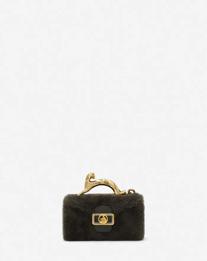 Women Lanvin Crossbody Bags and Shoulder Bags Shearling Nano Pencil Cat Bag Loden Women Lanvin Crossbody Bags and Shoulder Bags Shearling Nano Pencil Cat Bag Loden