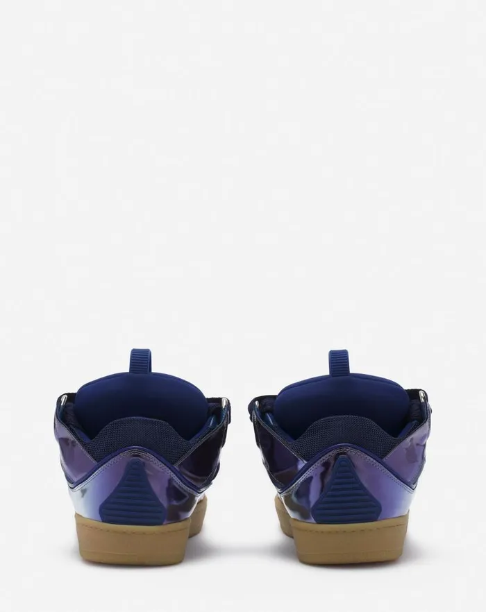Women Lanvin Curb Curb Sneakers In Metallic Leather Cornflower