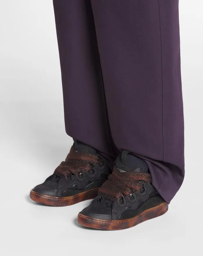 Women Lanvin Curb Leather Curb Sneakers Dark Brownbrown Women Lanvin Curb Leather Curb Sneakers Dark Brownbrown