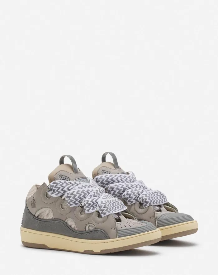 Women Lanvin Curb Leather Curb Sneakers Grey 2